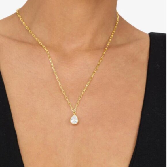 Melinda Maria Drop of Perfection Necklace Gold|White Diamondettes New - Picture 2 of 3